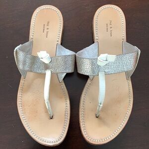 rag & bone Knotted White & Silver Sandals Size 7.5 (37.5) Neutral Metalic